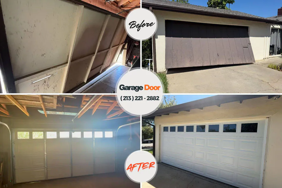 Before and after: garage door repair North Ridgeville, OH